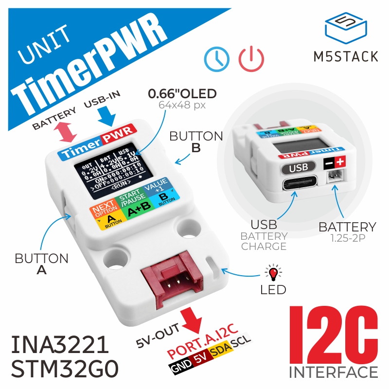 M5Stack Core2 - M5Stack Official Timer Power Unit With