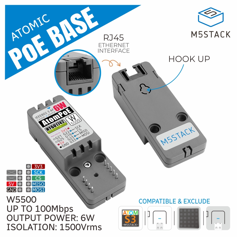 M5Stack - M5Stack Official ATOMIC PoE Base W5500