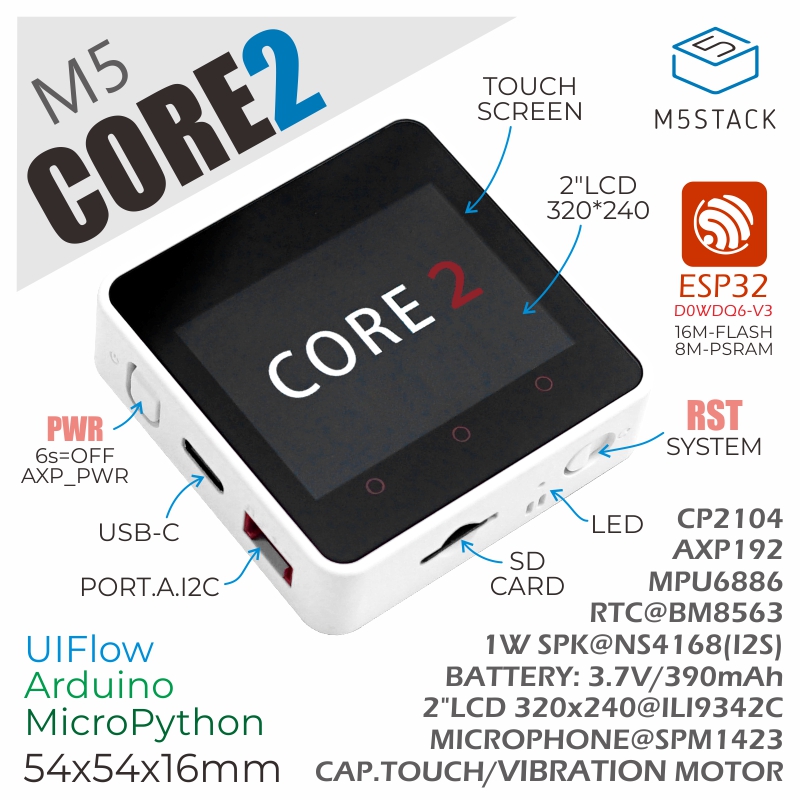 M5Stack Core2 ESP32 IoT Dev Ki - M5Stack Core2 review and price